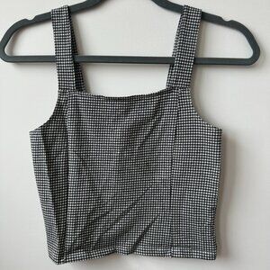 American Eagle Women's Gingham Print Cropped Tank Top
